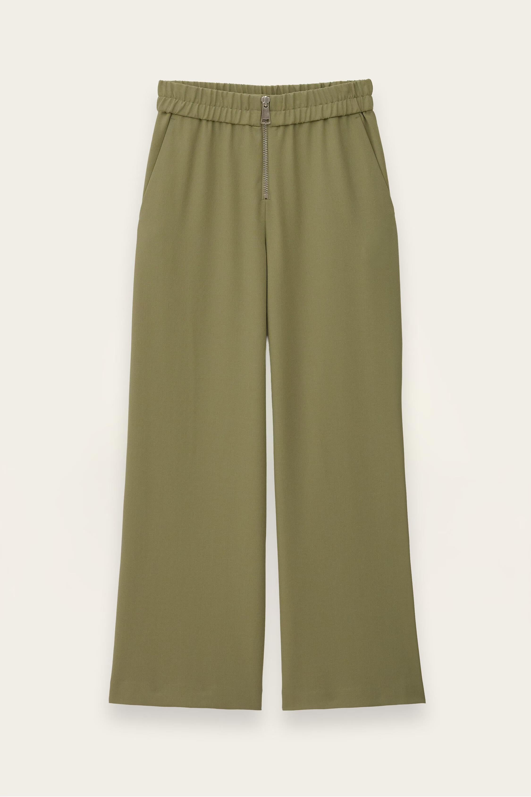 Wide-Leg Waisted Pants Narlos Green