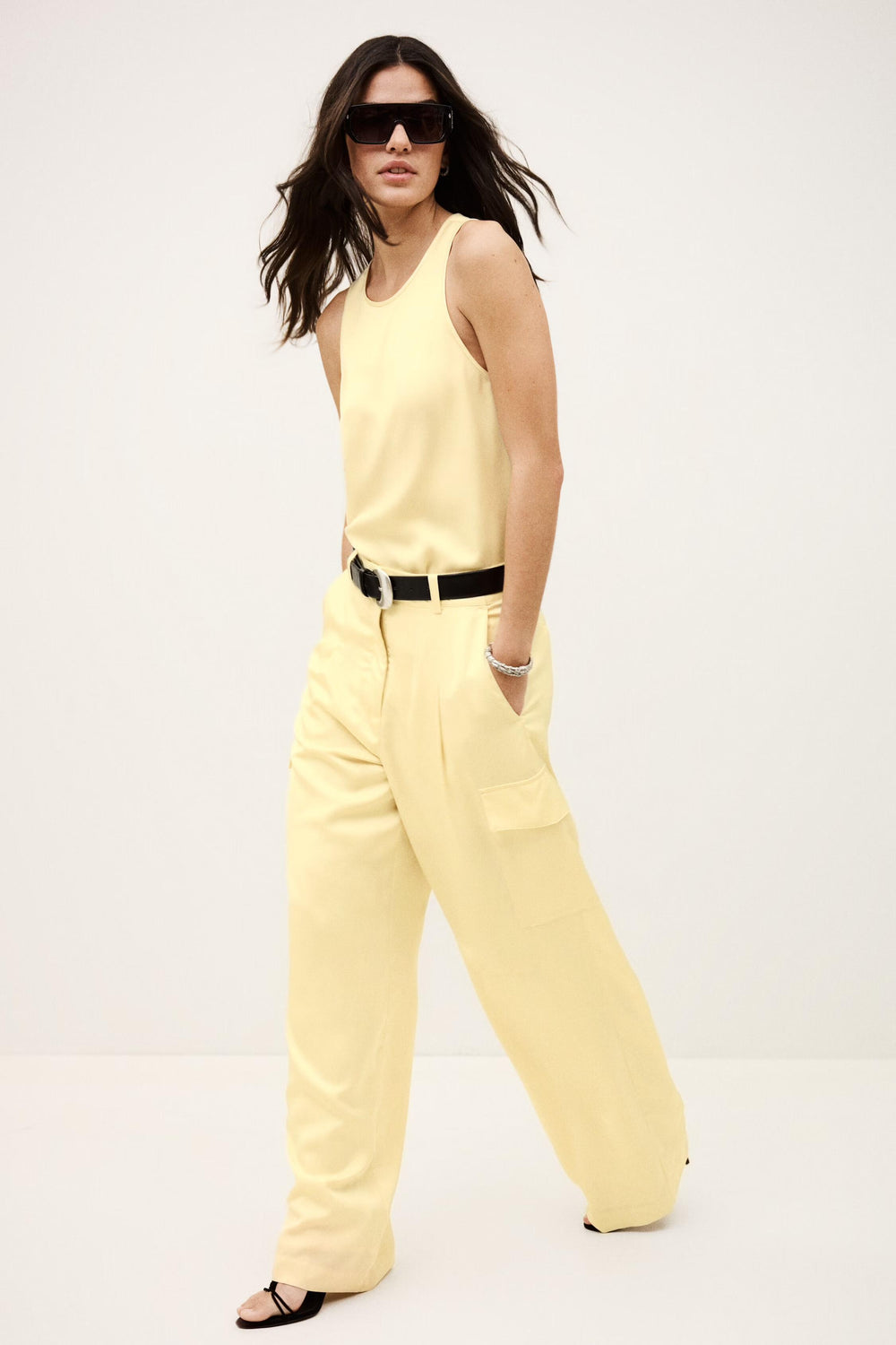 Wide-Leg Cargo Pants Cary Yellow