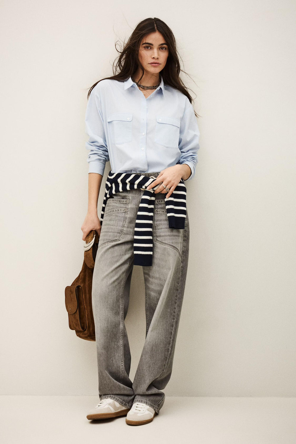 Wide-Leg Flared Pants Yima Gray