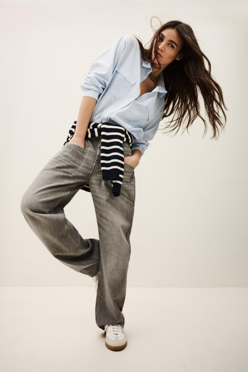 Wide-Leg Flared Pants Yima Gray