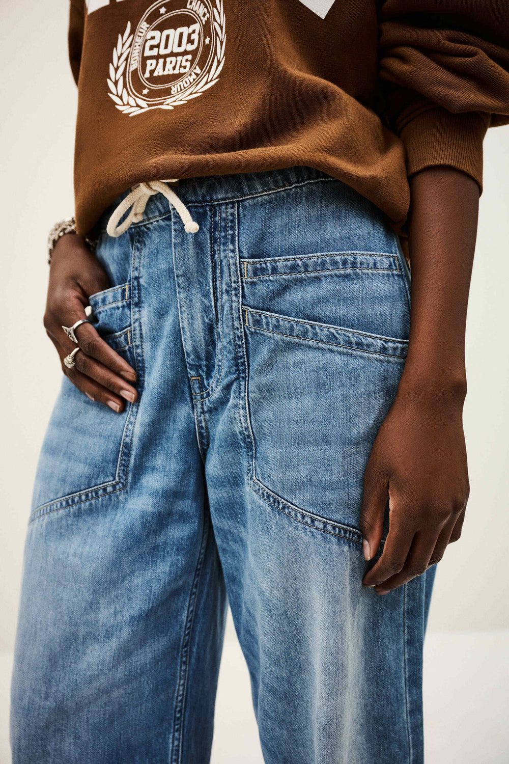Elastic Waist Jeans Mima Blue