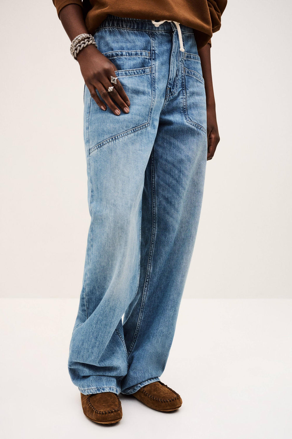Elastic Waist Jeans Mima Blue