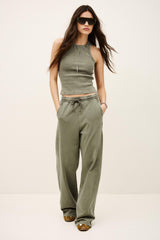 Cotton Wide-Leg Pants Koko Green