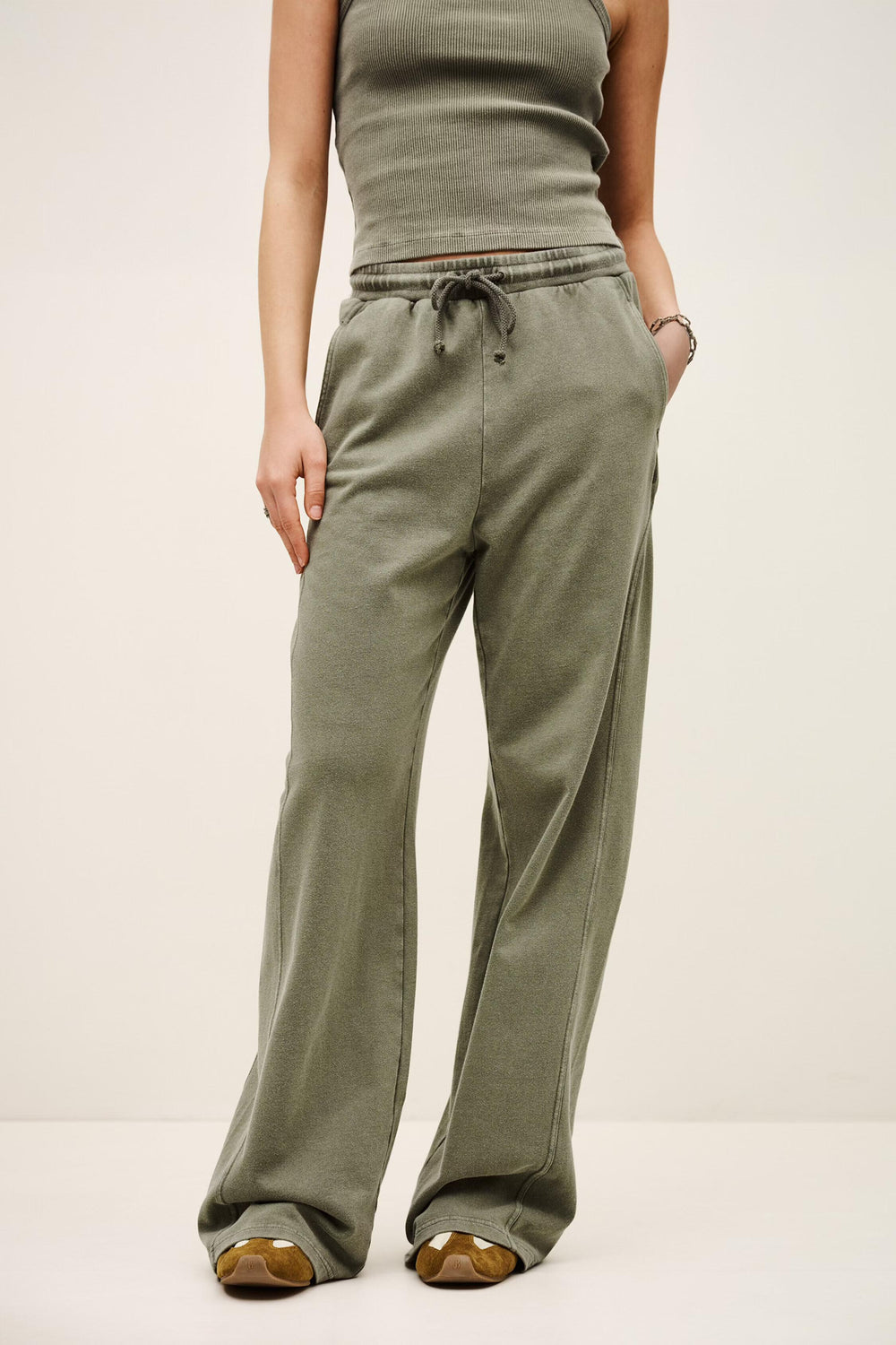 Cotton Wide-Leg Pants Koko Green