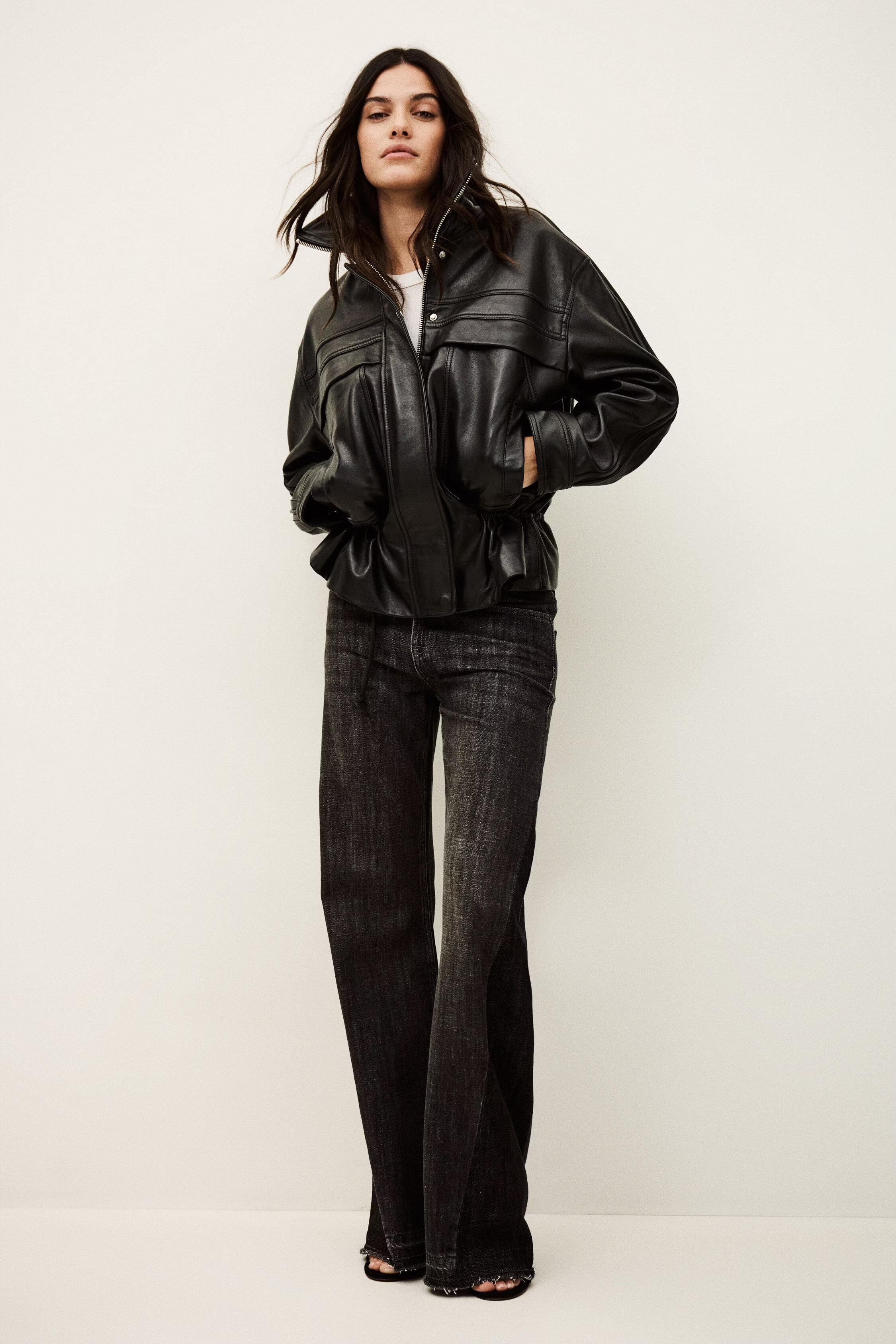 Oversize Leather Jacket Kassia Black