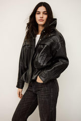 Oversize Leather Jacket Kassia Black