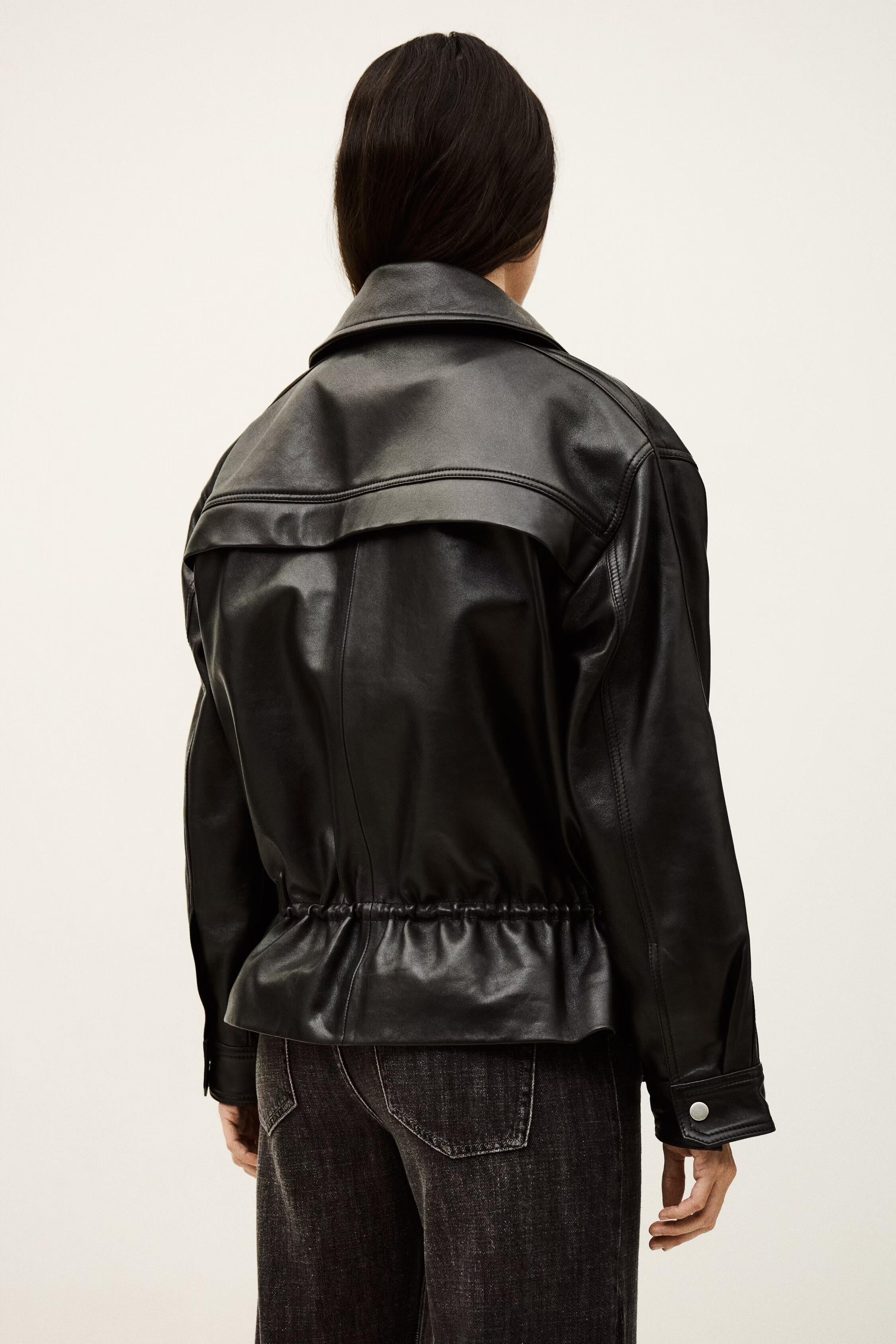 Oversize Leather Jacket Kassia Black