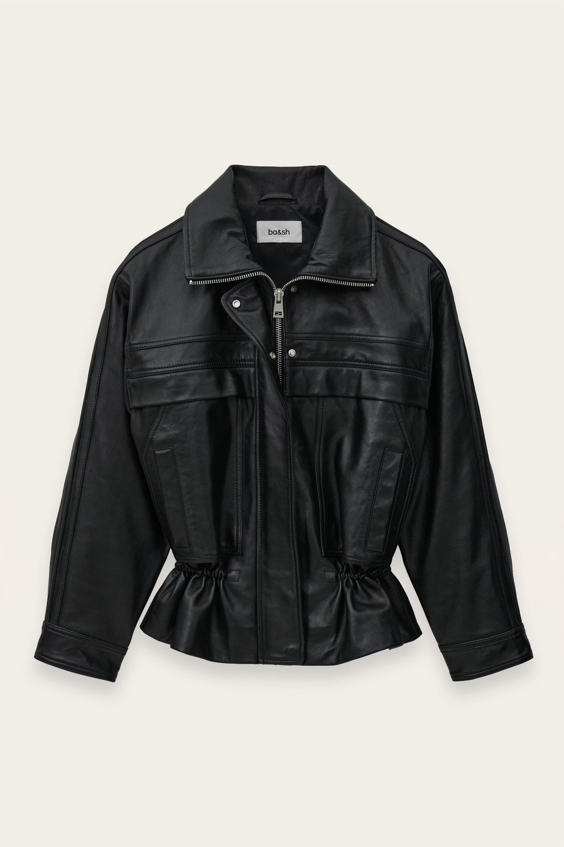 Oversize Leather Jacket Kassia Black