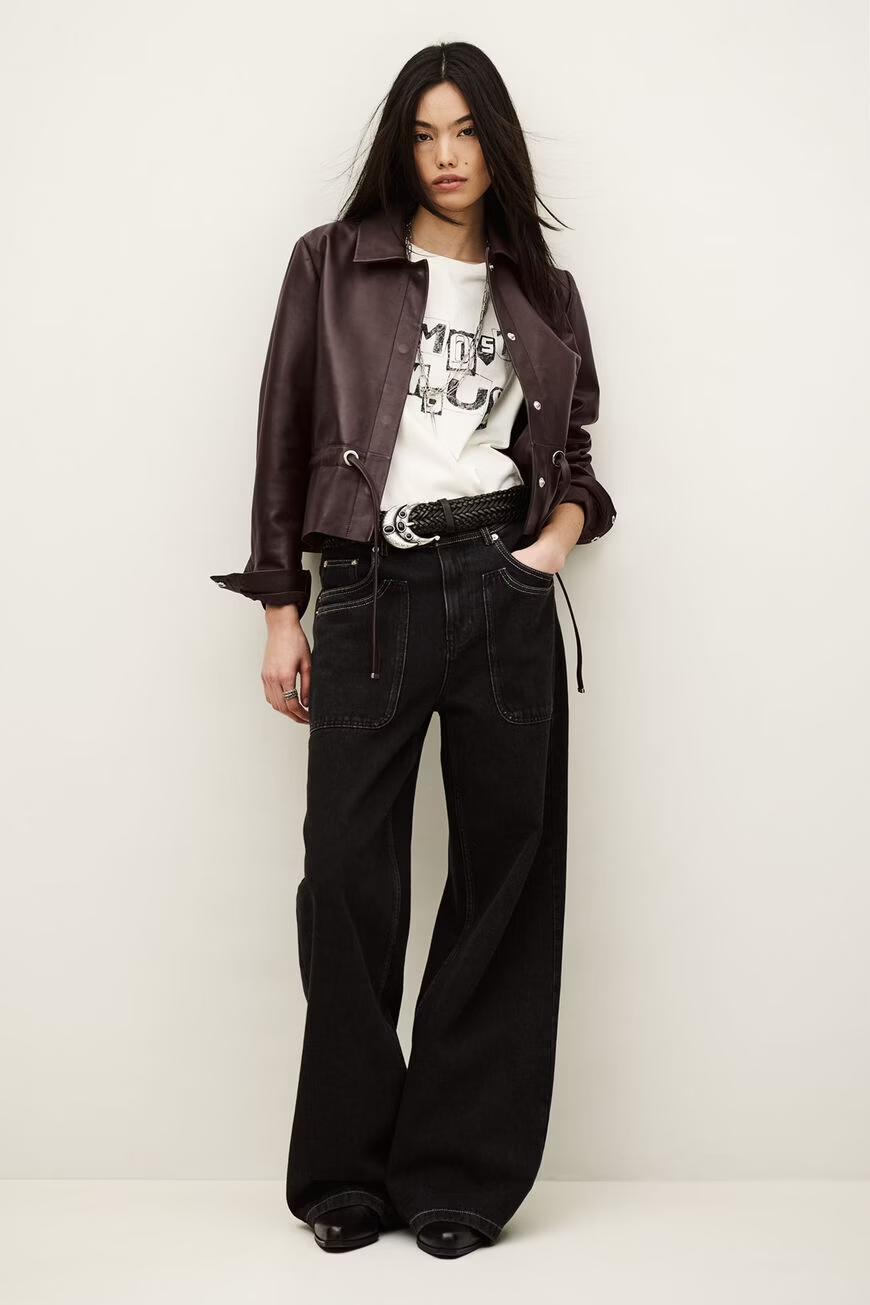 Cropped Leather Jacket Manita Purple