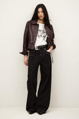 Cropped Leather Jacket Manita Purple