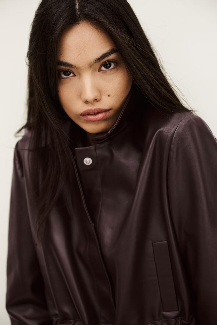 Cropped Leather Jacket Manita Purple