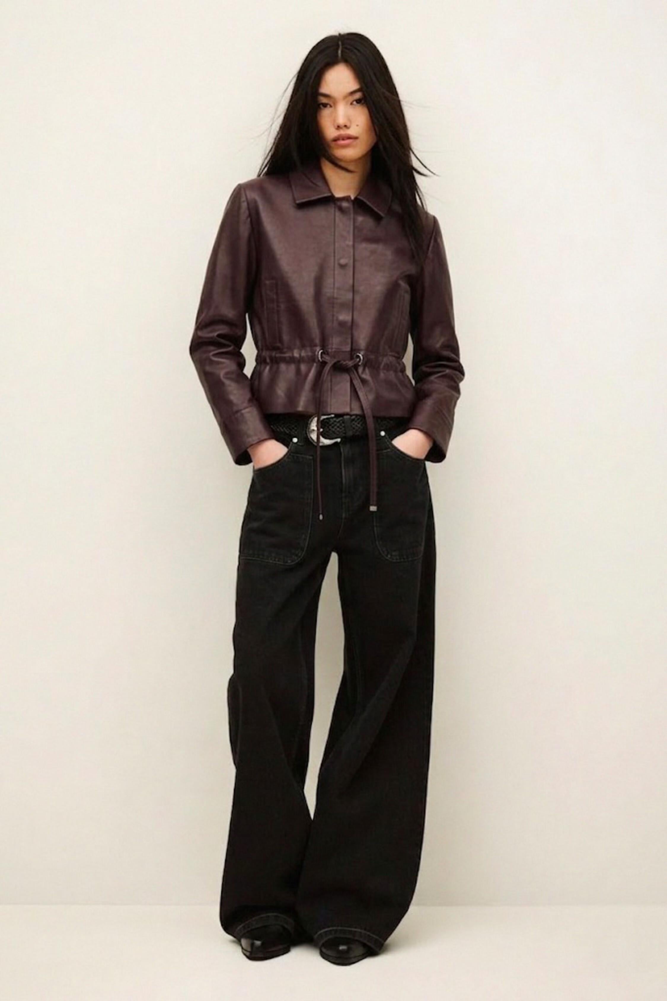 Cropped Leather Jacket Manita Purple