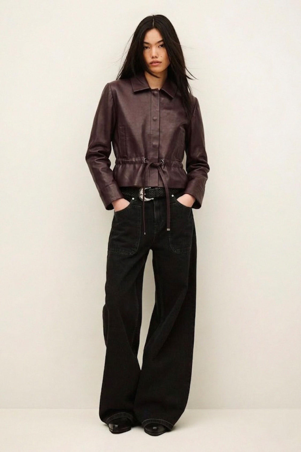 Cropped Leather Jacket Manita Purple