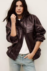 Oversize Leather Jacket Kassia Red