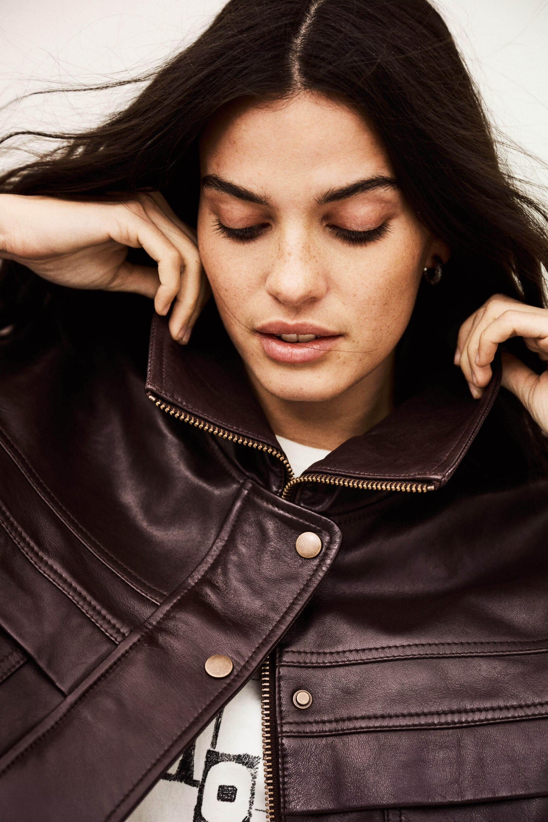 Oversize Leather Jacket Kassia Red
