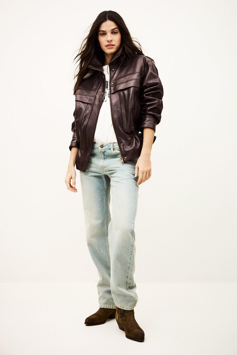 Oversize Leather Jacket Kassia Red