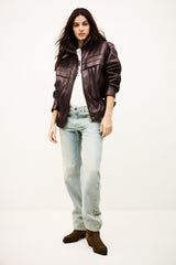Oversize Leather Jacket Kassia Red