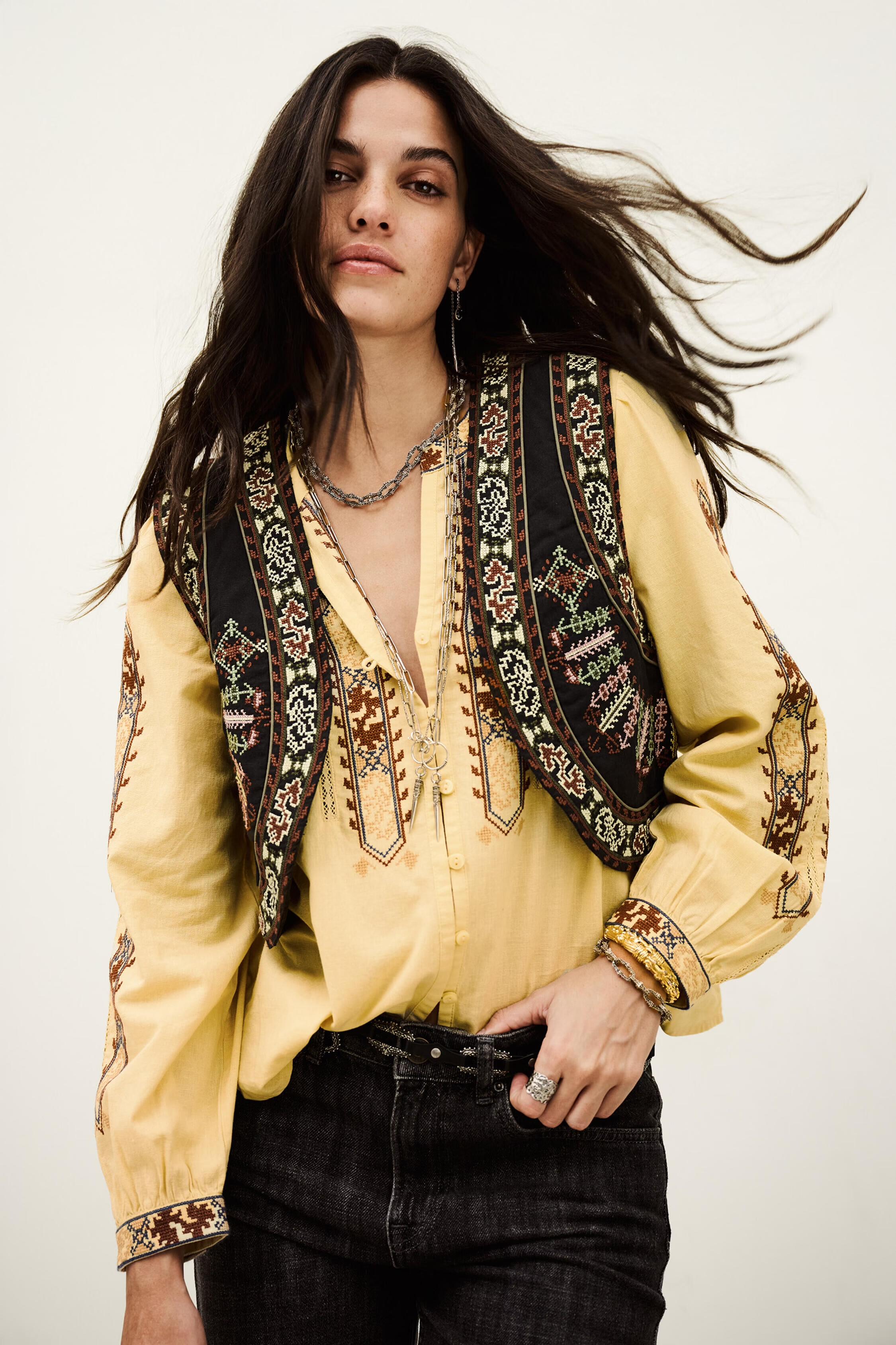 Cropped Embroidered Cardigan Fosca Gray