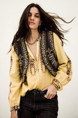 Cropped Embroidered Cardigan Fosca Gray