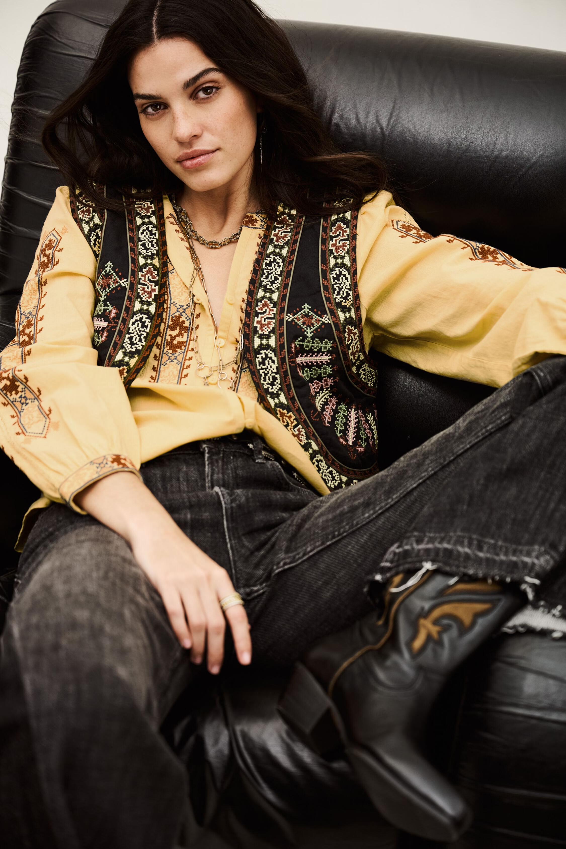 Cropped Embroidered Cardigan Fosca Gray
