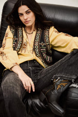 Cropped Embroidered Cardigan Fosca Gray