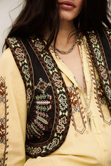 Cropped Embroidered Cardigan Fosca Gray
