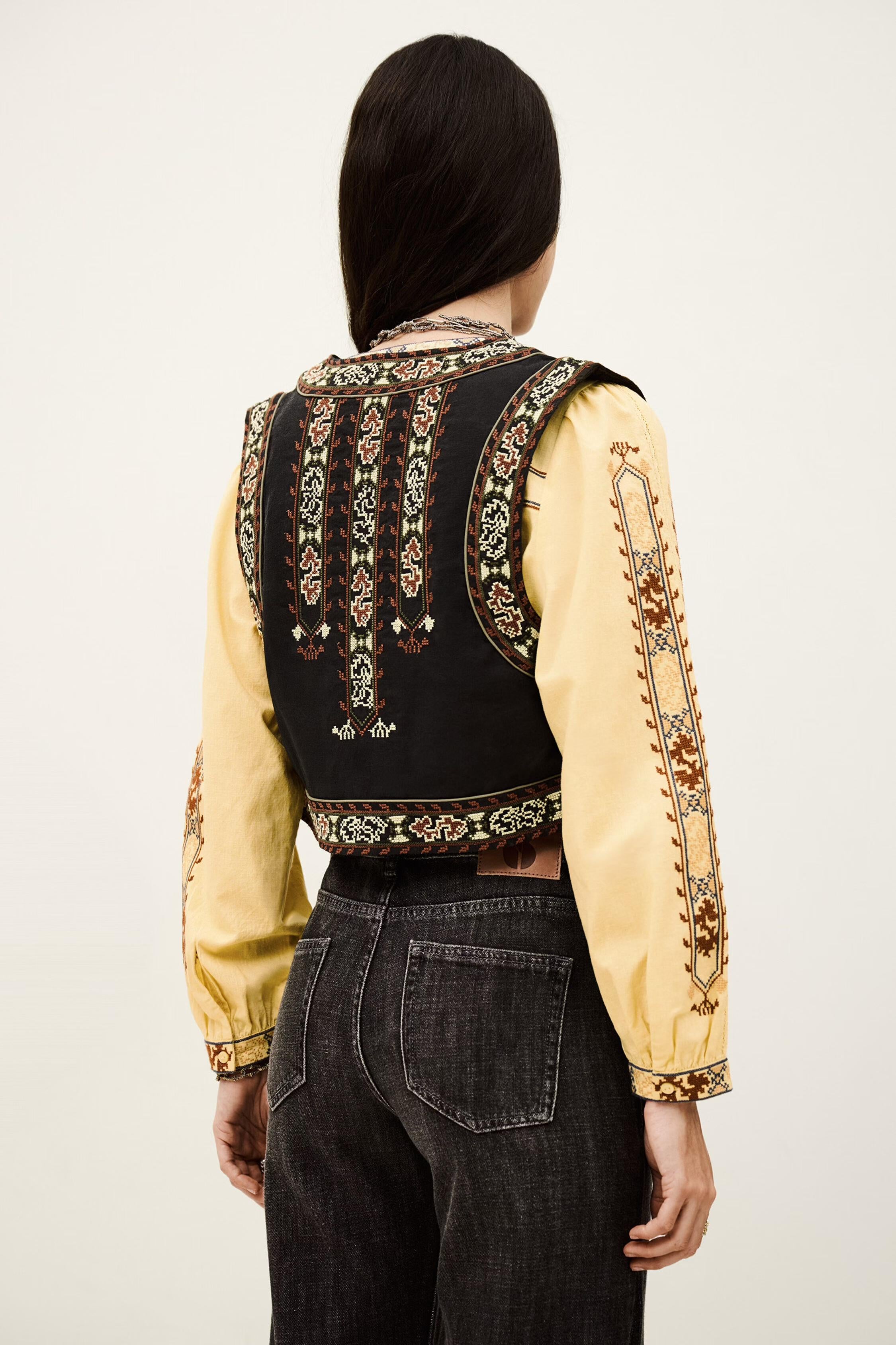 Cropped Embroidered Cardigan Fosca Gray