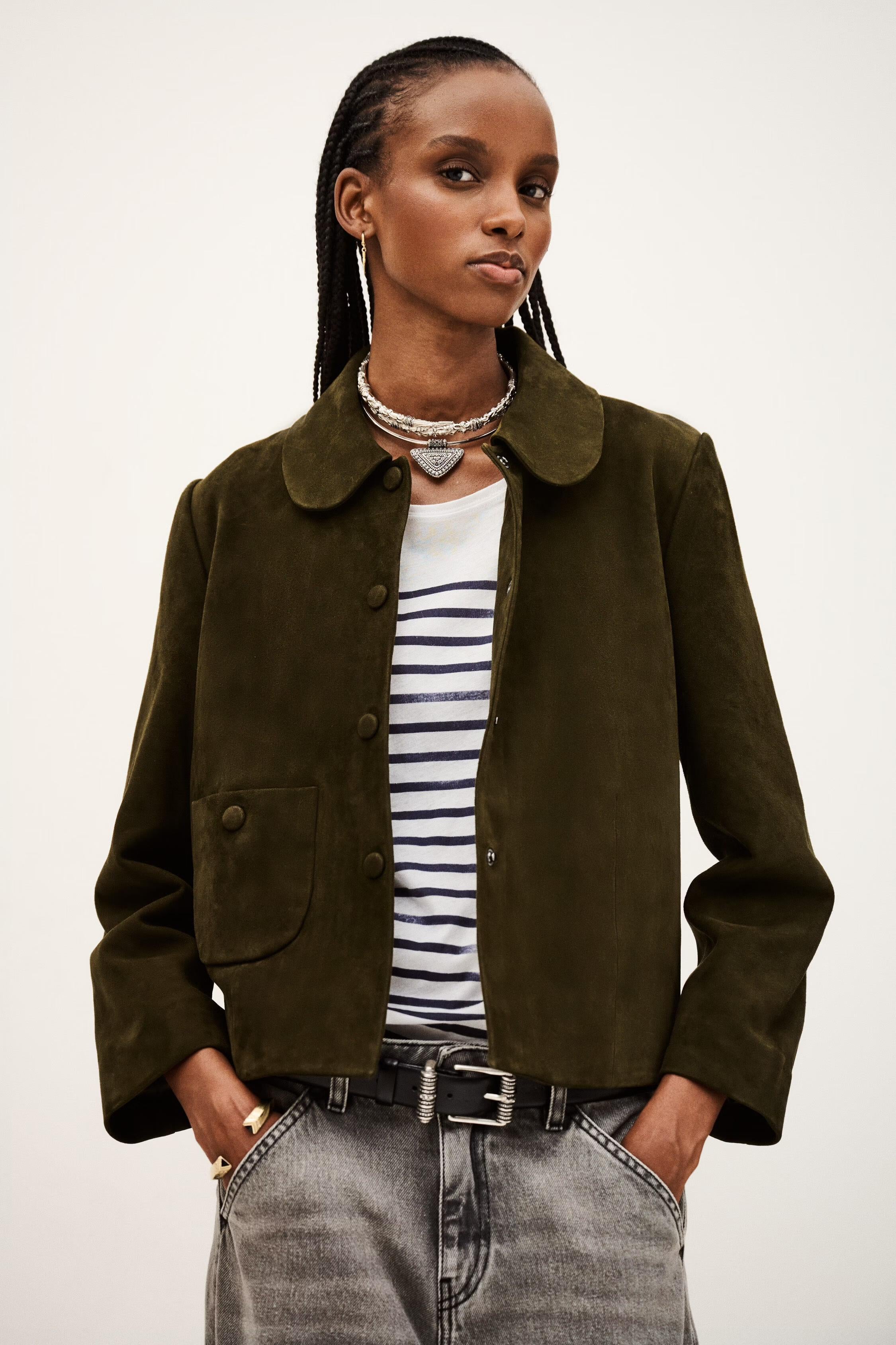 Straight-Cut Jacket Milas Green