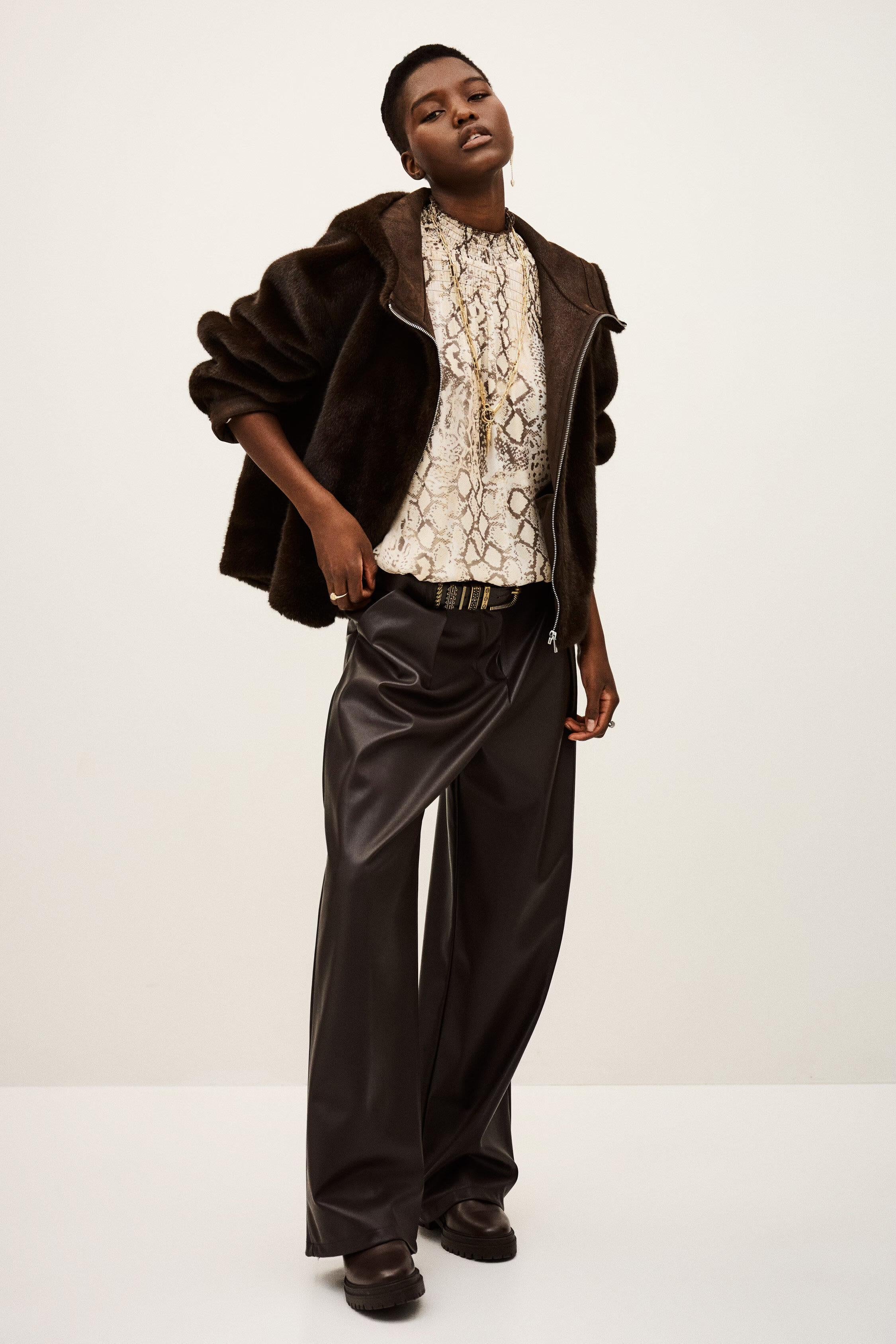 Faux Fur Coat Pandy Brown