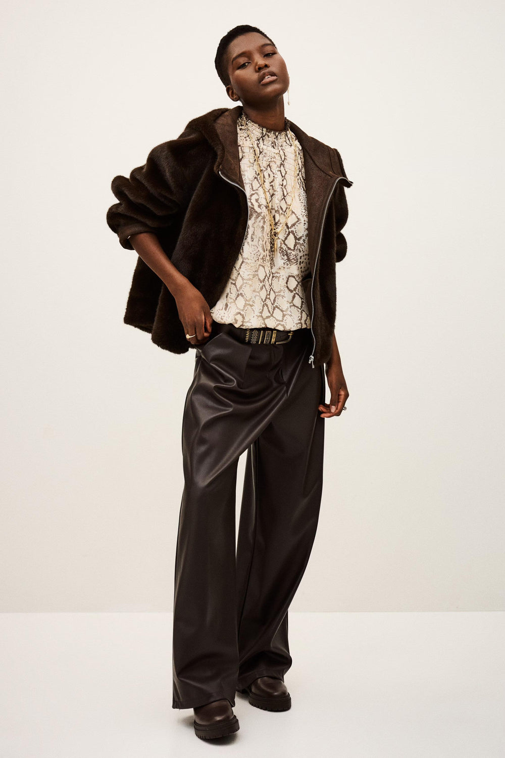 Faux Fur Coat Pandy Brown