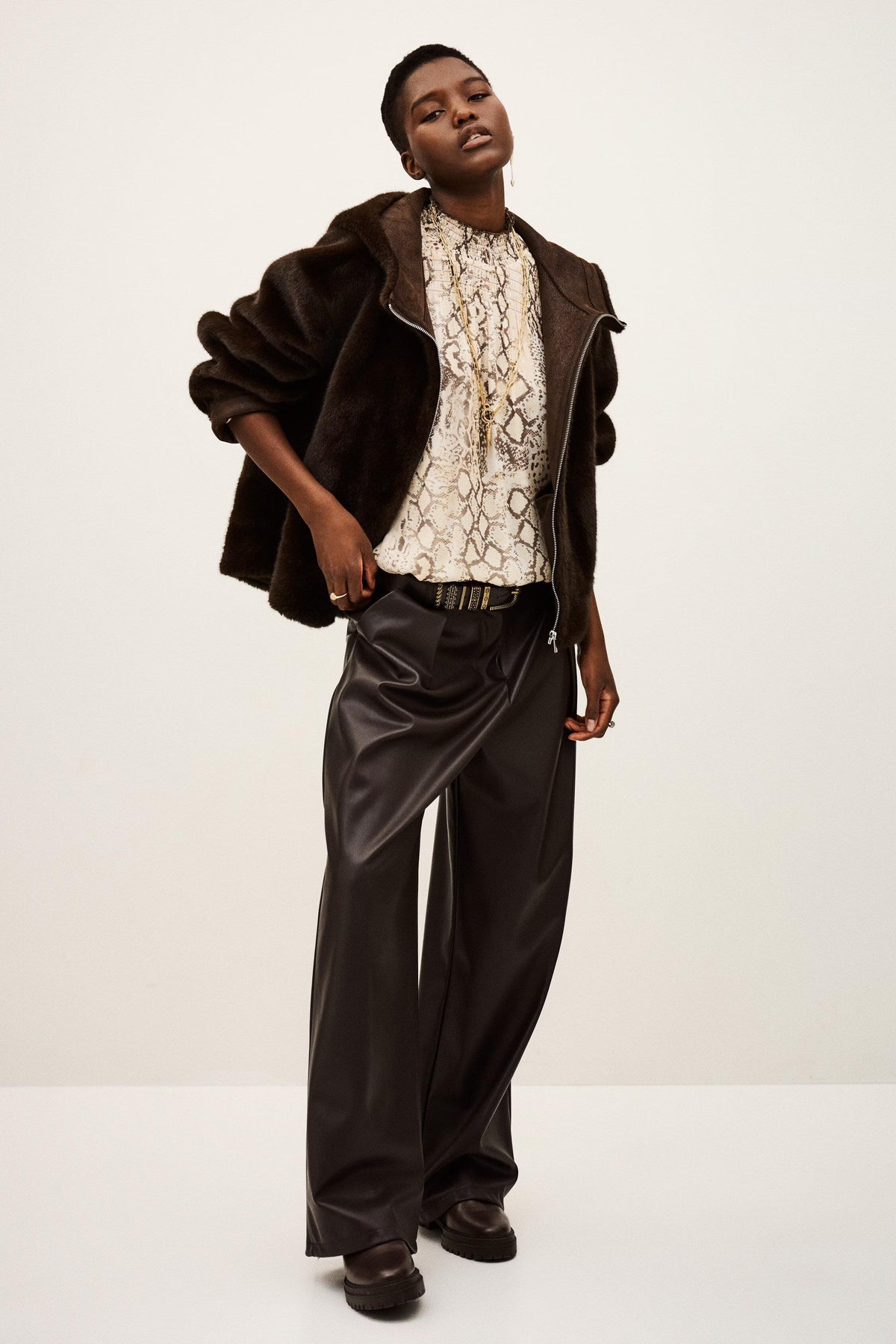Faux Fur Coat Pandy Brown