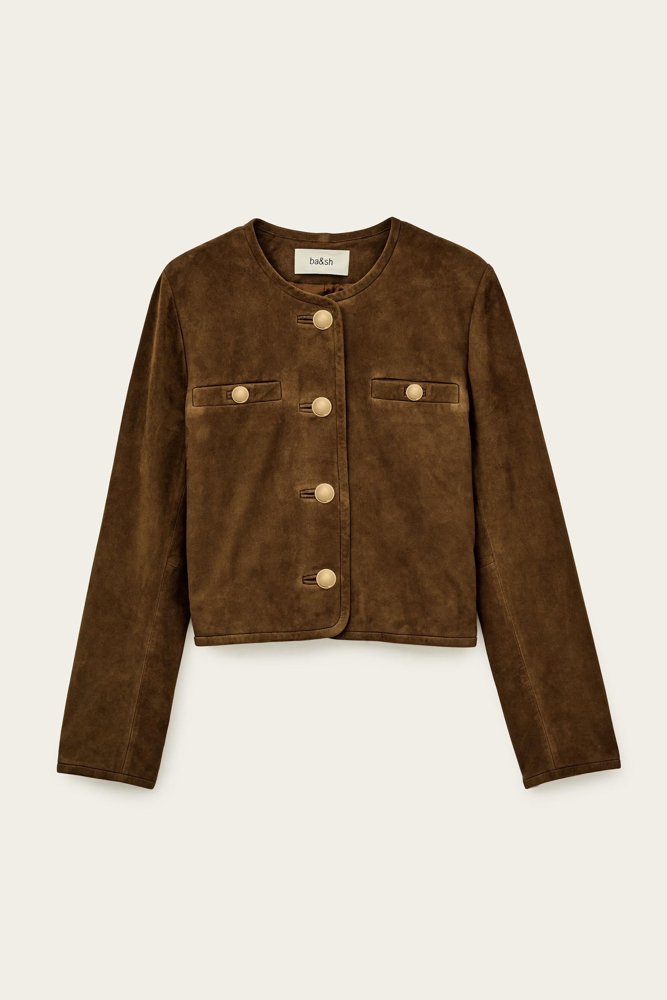 Cropped Suede Jacket Mella Brown