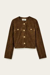 Cropped Suede Jacket Mella Brown