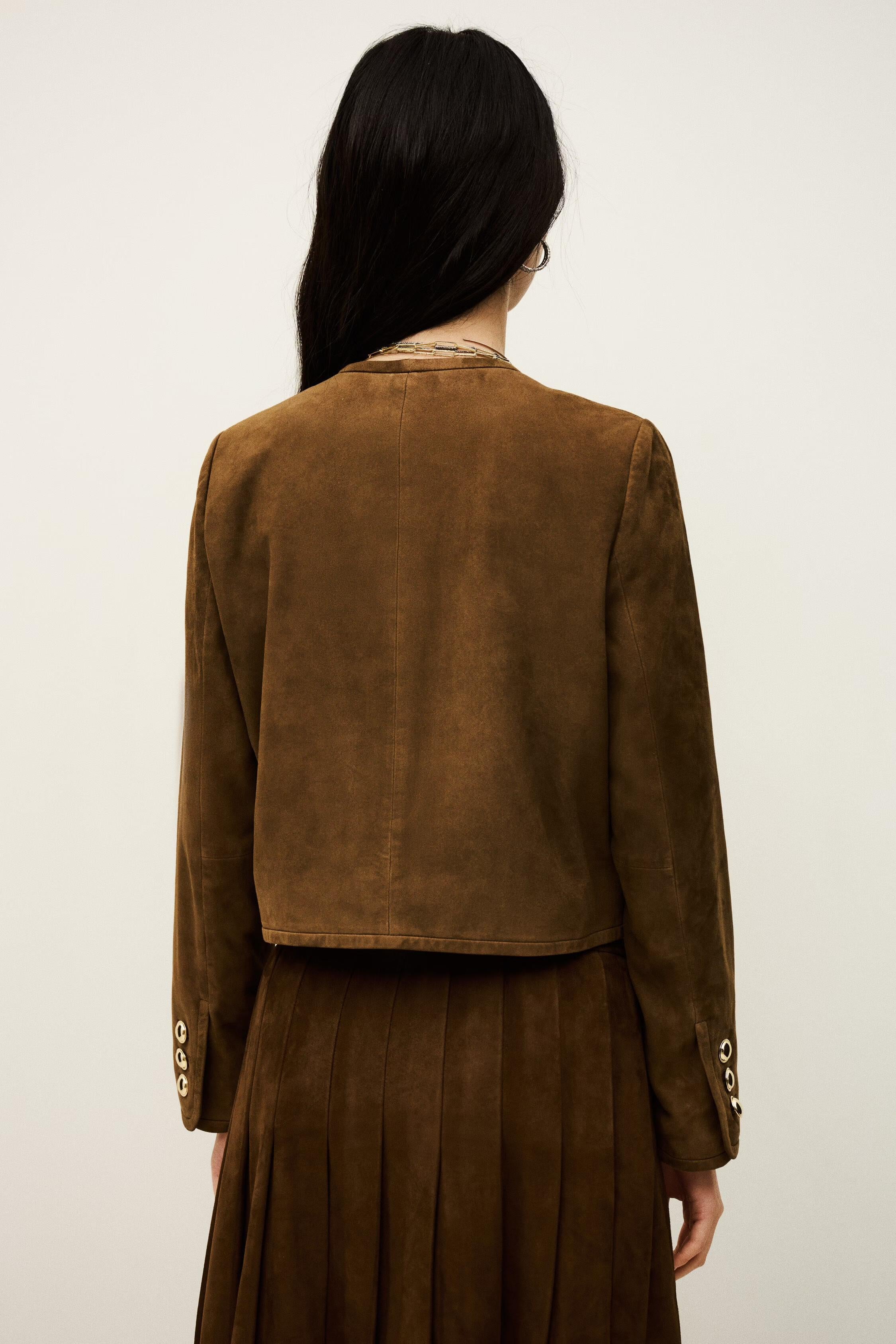 Cropped Suede Jacket Mella Brown