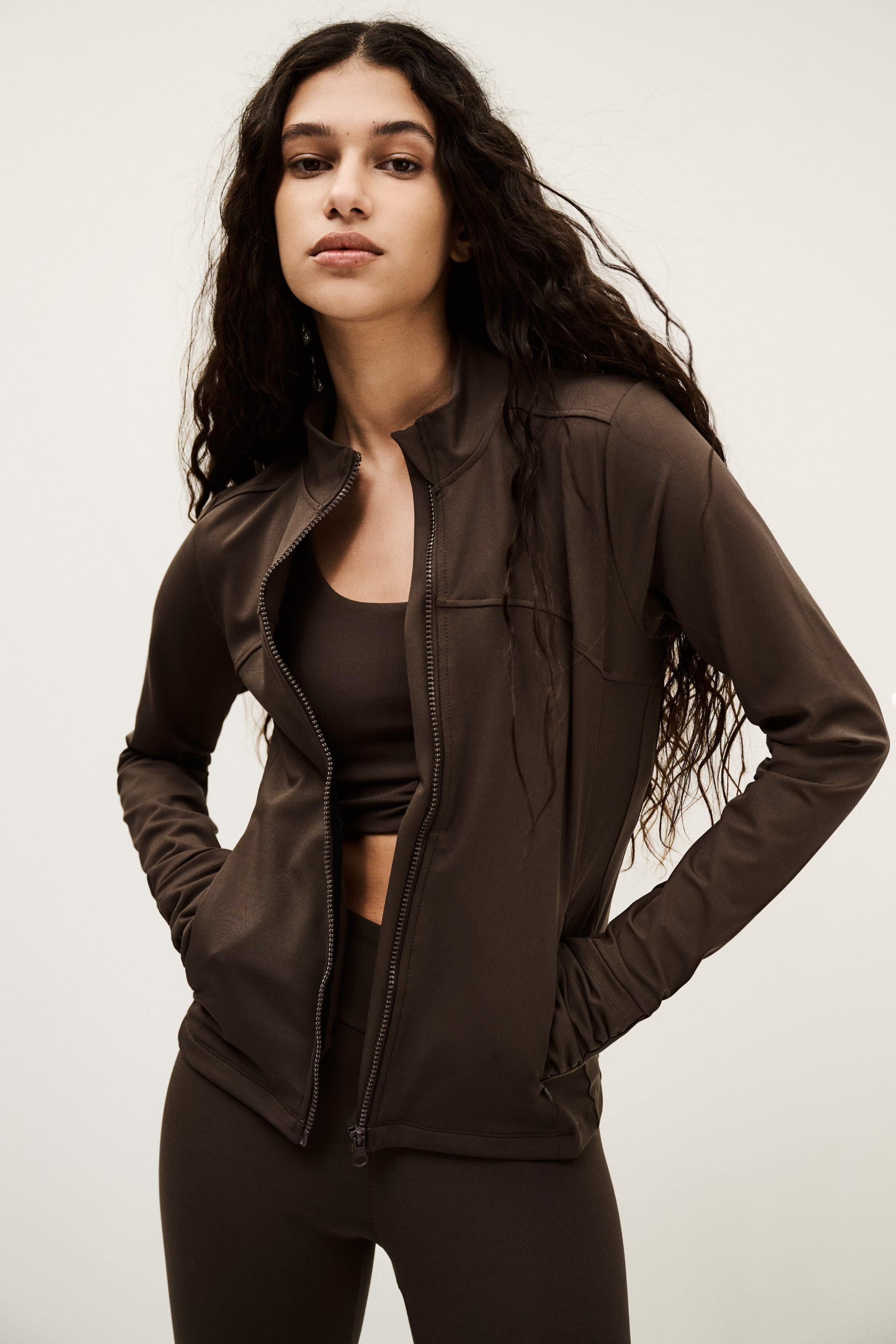 Stand-Up Collar Jacket Gladys Brown
