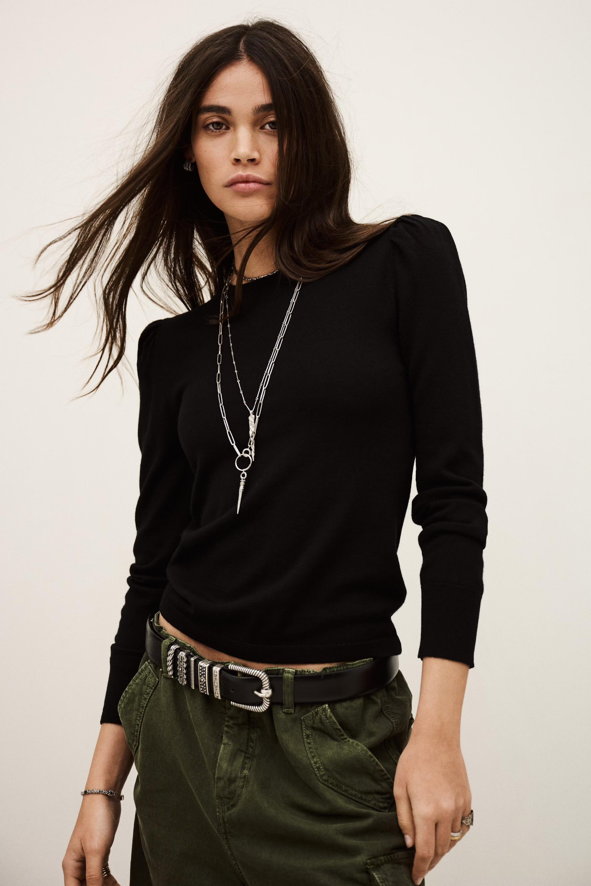 Sweater With Long Balloon Sleeves Britanie Black