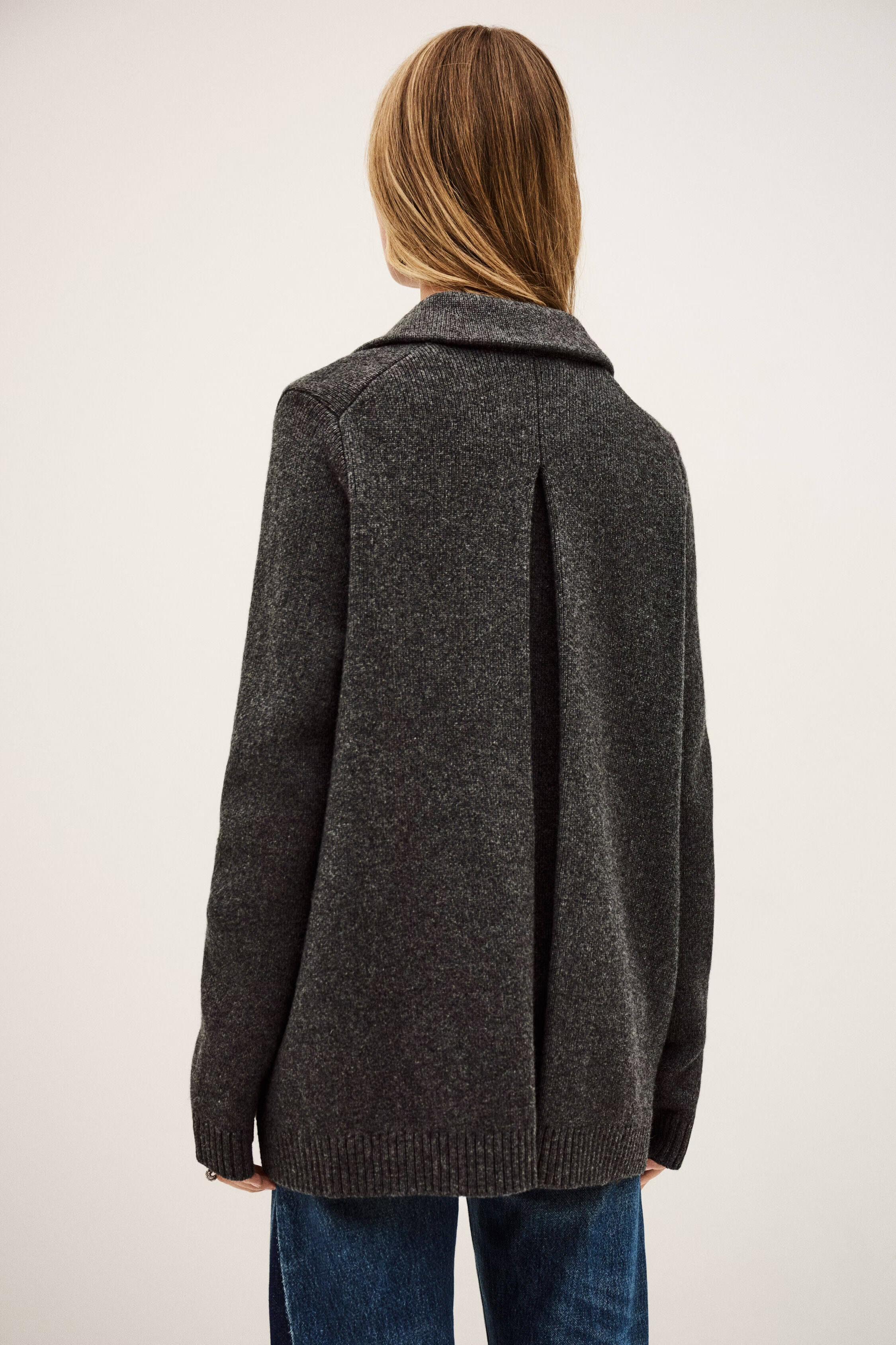 Knitted Cardigan Coat Vesta Gray