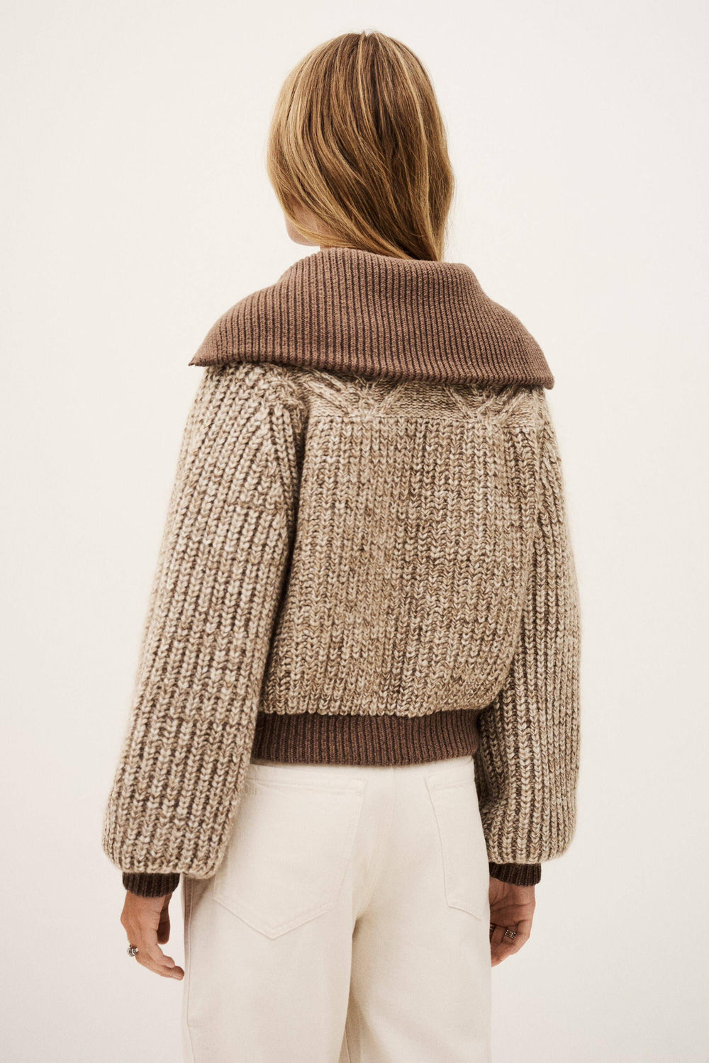 Knitted Zip Cardigan Rabel Brown
