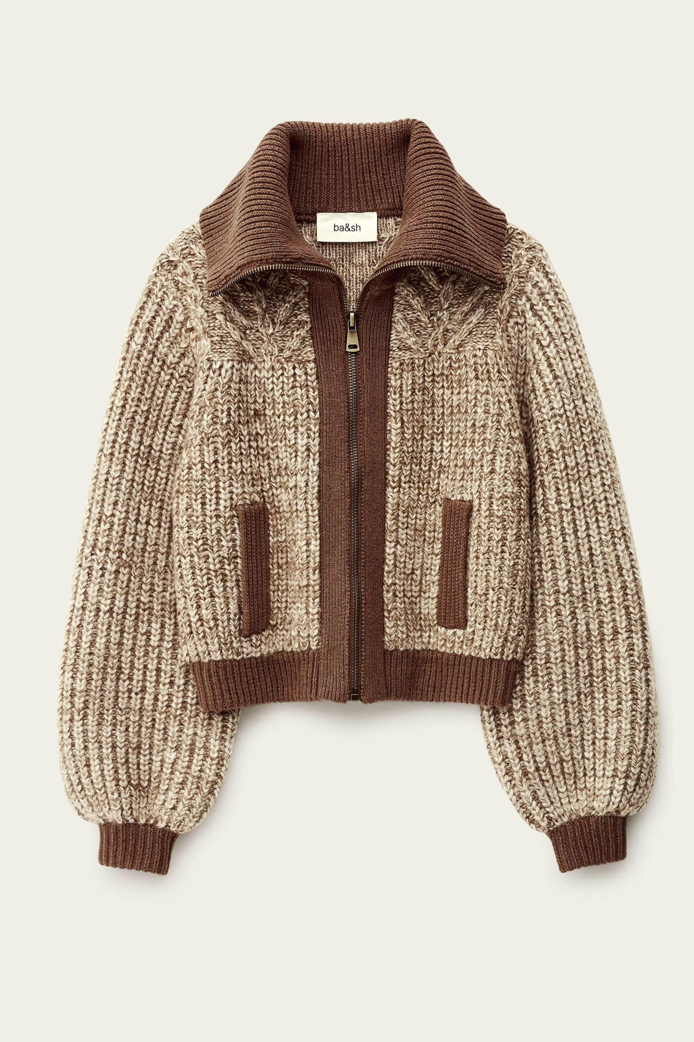 Knitted Zip Cardigan Rabel Brown
