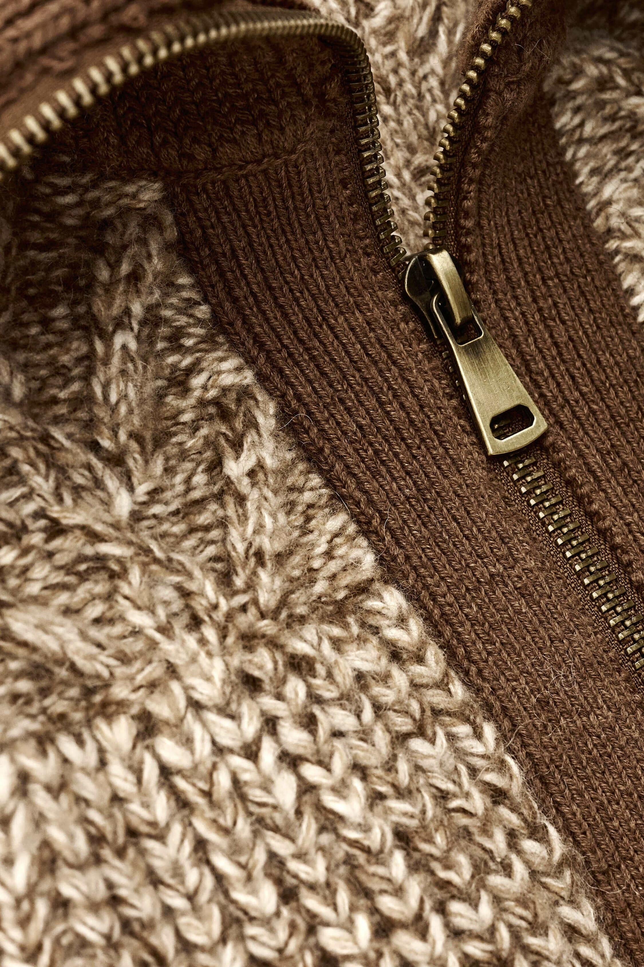 Knitted Zip Cardigan Rabel Brown
