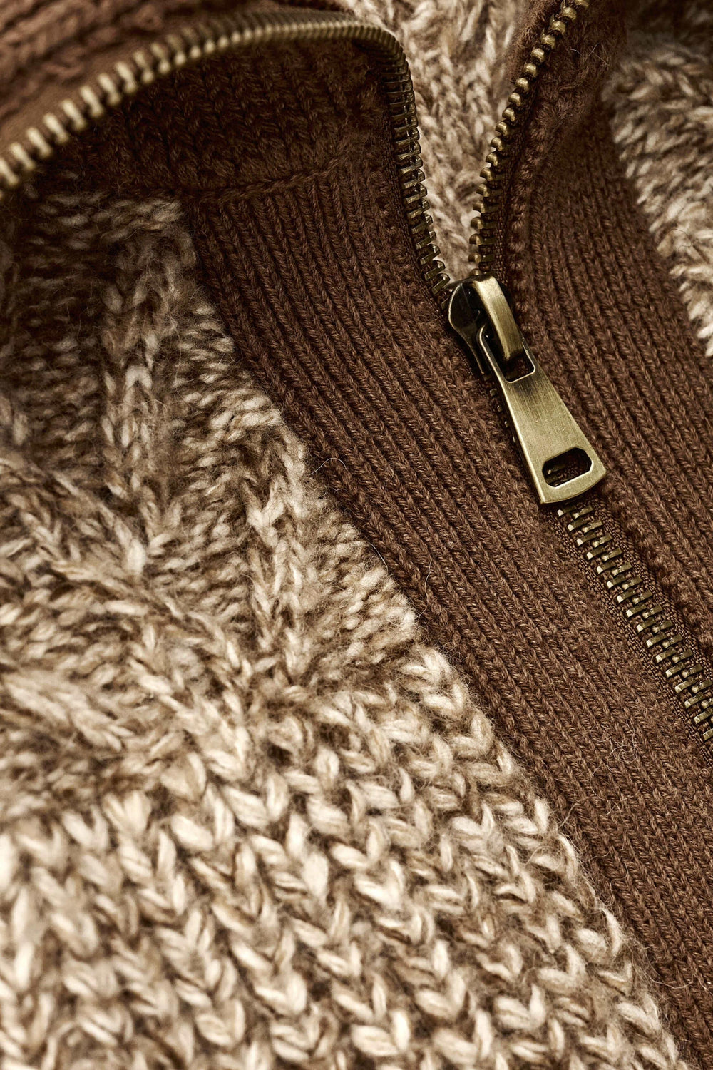 Knitted Zip Cardigan Rabel Brown