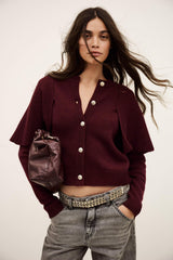Cropped Knit Cardigan Pegg Red