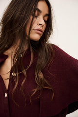 Cropped Knit Cardigan Pegg Red