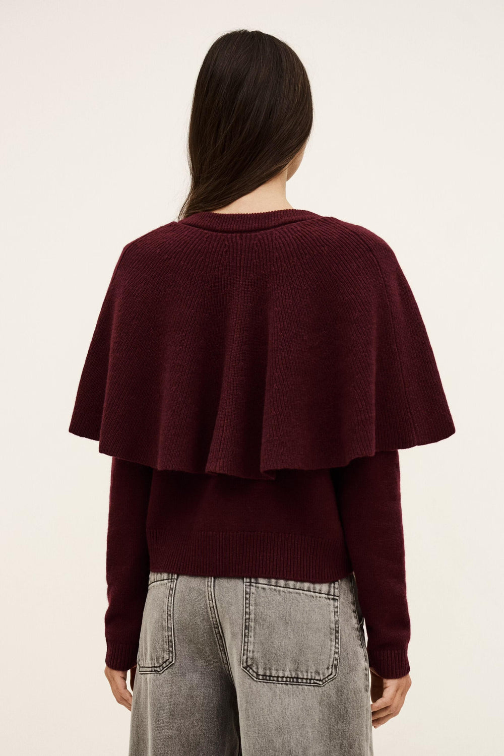 Cropped Knit Cardigan Pegg Red
