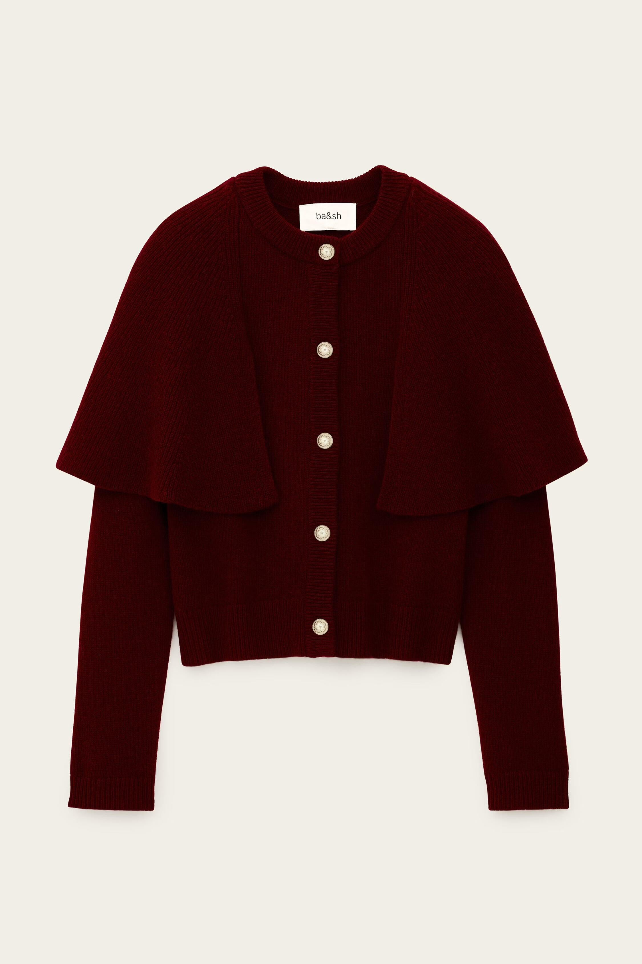 Cropped Knit Cardigan Pegg Red