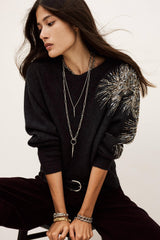 Embroidered Knit Pullover Chor Gray