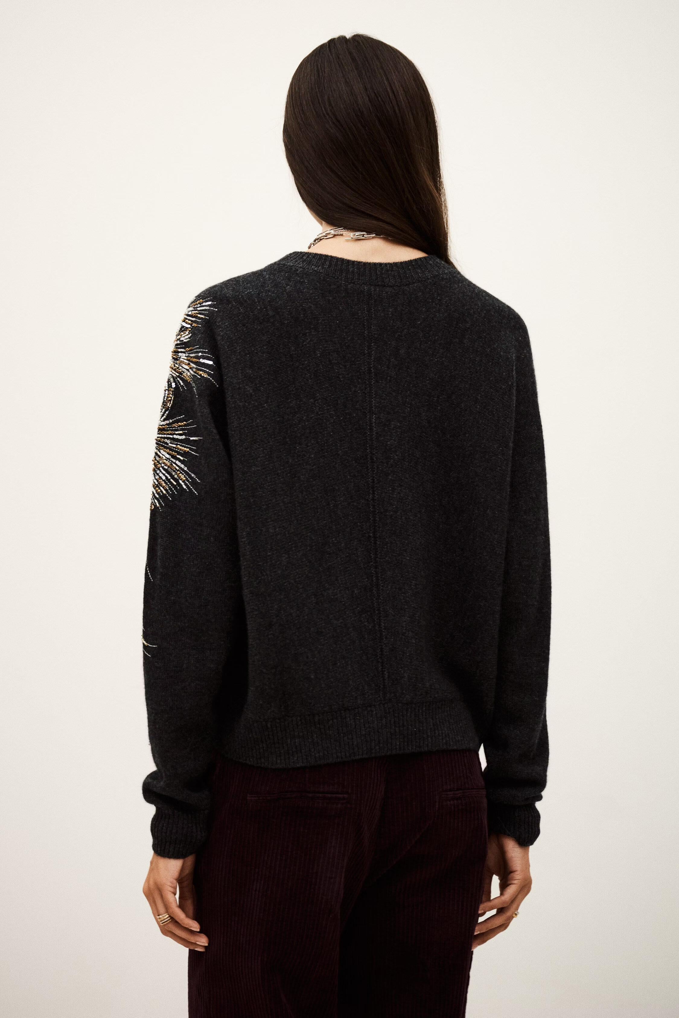 Embroidered Knit Pullover Chor Gray