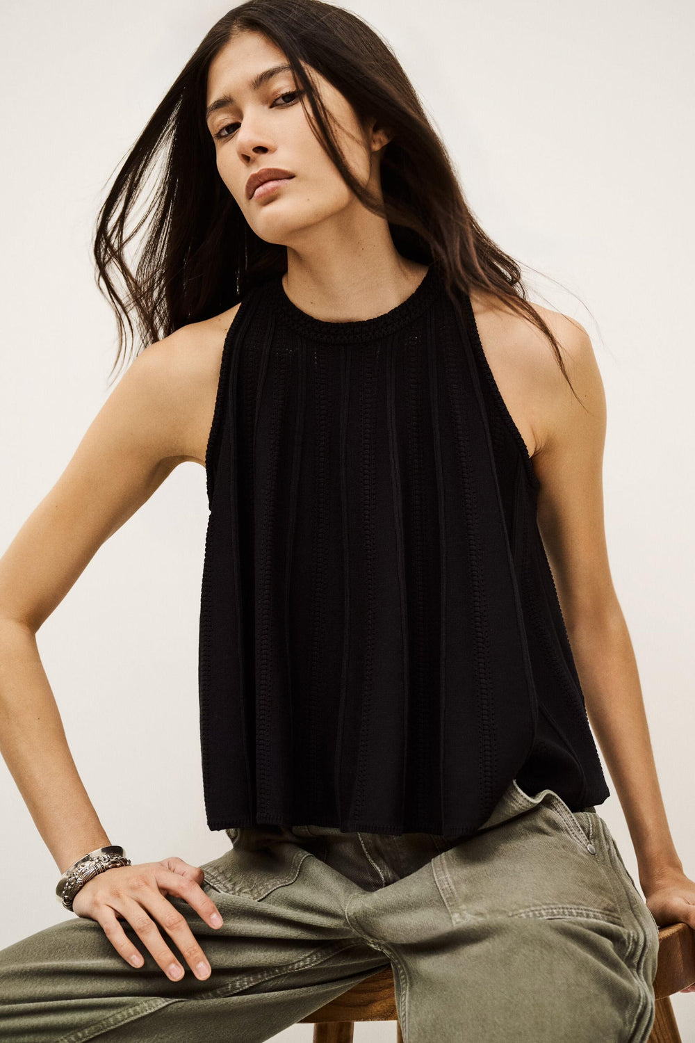 Knit Tank Top Serres Black