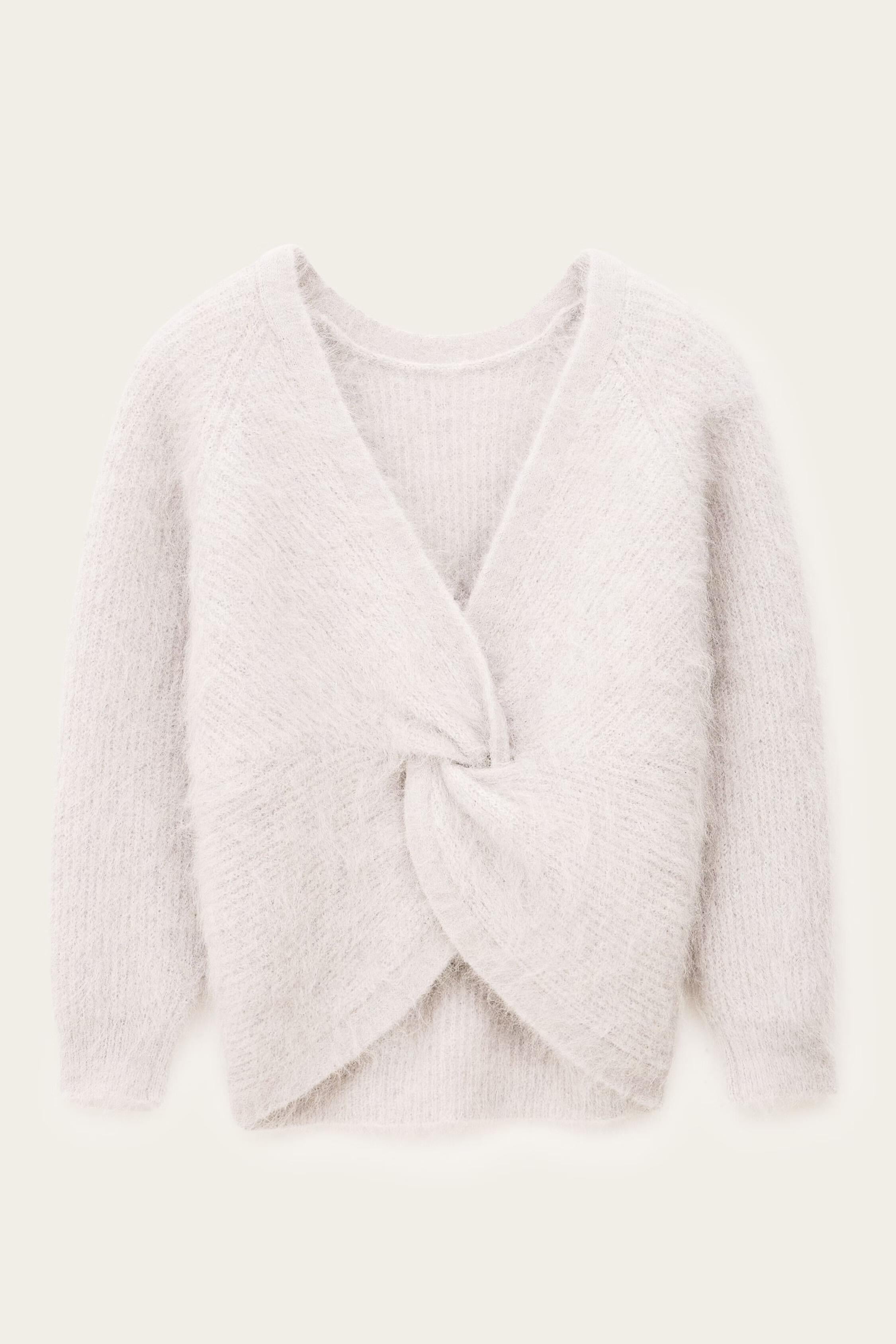 Round-Neck Backless Sweater Fill Gray