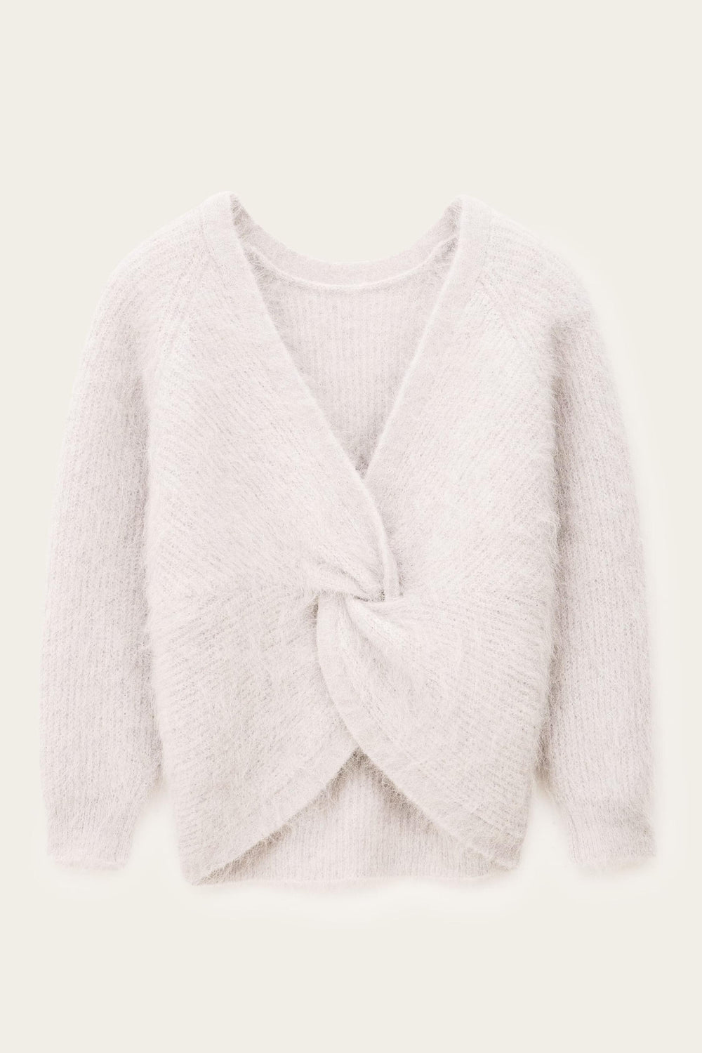 Round-Neck Backless Sweater Fill Gray